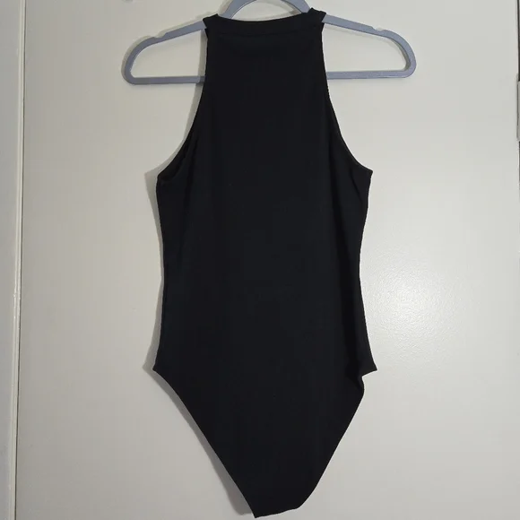 Top Shop Racerback Black Ribbes Zip Up Bodysuit Size US 8 - Picture 3 of 9